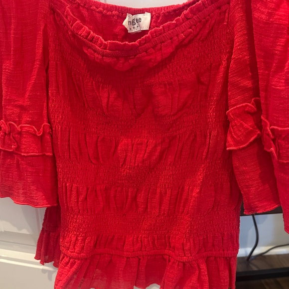 Umgee Red Ruffle Blouse - Picture 3 of 5